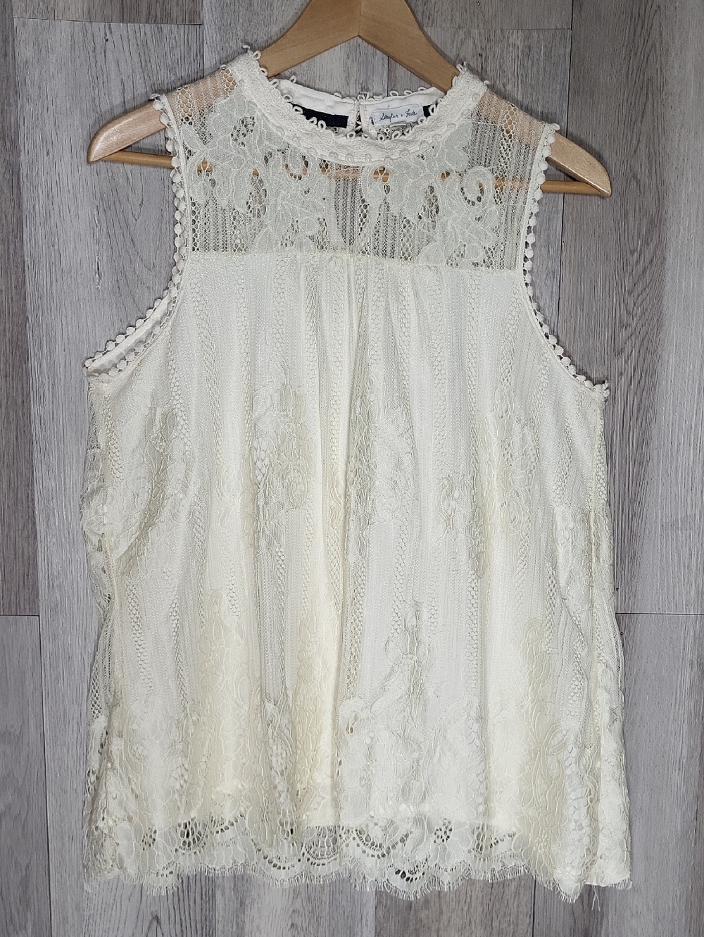 Skylar + Jade Lace Fringe Hem Sleeveless Top Boho Festival Crochet Large
